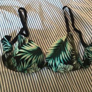 SOLD PINK push-up bra tropical patterned 32A